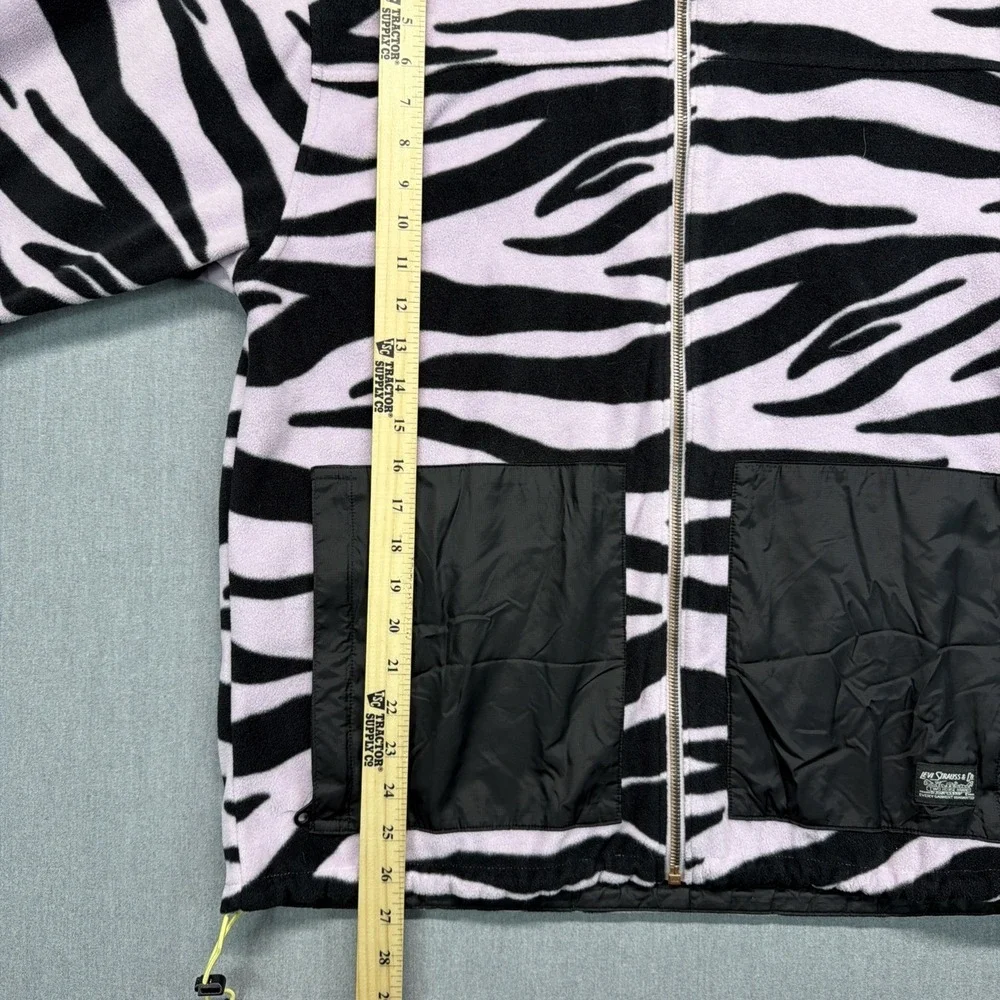 Levi's Skateboarding Zebra Print Fleece Jacket Mens XL Lavender Frost Full Zip - Picture 3 of 4